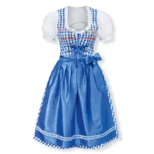 Kostum Cosplay Pengiring Bir Jerman Octoberfest Seksi Gadis Pesta Tradisional Bir Anak Perempuan Gaun Fantasia Dirndl