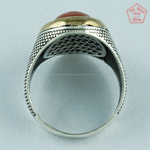 Anillos de Plata de Ley 925 al por Mayor, Joyería de Piedras Preciosas de Ágata Natural Crazy Lace, Anillos con Sello 925 - Product Image 4