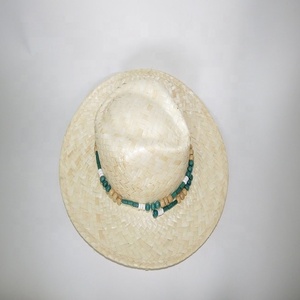 หมวกฟางของผู้ชายเวียดนามตกแต่งด้วยลูกปัดไม้สี - Product Image 3