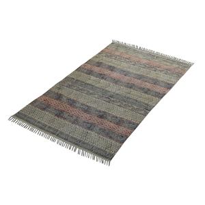 Dhurrie-alfombra de algodón de estilo Vintage, tapete de algodón bohemio de 4x6 pies, estampado de bloques, hecho a mano - Product Image 1