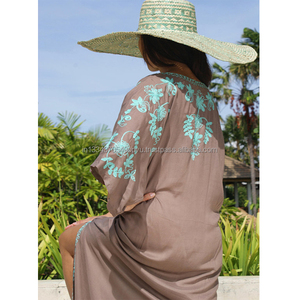 Nuevo estilo australiano celebridad moda manga murciélago bordado borla corbata cuello hendidura noche Sexy Resort vestido Boho mujer Maxi vestido - Product Image 1