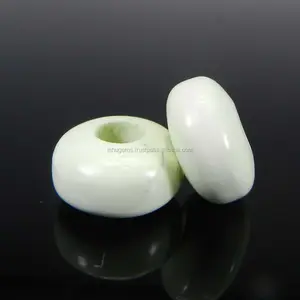 חן כסף תכשיטי 14x8x5mm חלק צמיג לימון מטריקס Chrysoprase גדול חור חרוזים להכנת תכשיטים-IG3035