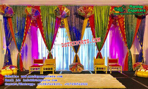 Cortinas de fondo de boda de lentejuelas coloridas cortinas de fondo bordadas DE BODA hechas a mano cortinas Mandap de boda india - Product Image 6
