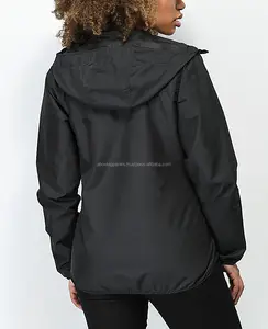 पश्चिमी स्टाइलिश काले लंबे स्वनिर्धारित महिला 100% पॉलिएस्टर नायलॉन Anorak Windbreakers जैकेट कोट