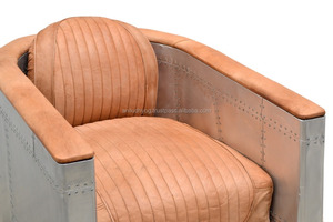 Chaise en cuir style aviateur, chaise de salon, haute qualité - Product Image 2
