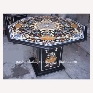 Main Belle Noir Table En Marqueterie De Marbre Top - Product Image 1