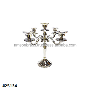 Candelabro alto de cinco brazos niquelado para decoración de boda, centro de mesa - Product Image 3