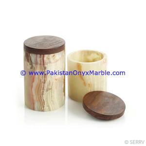 PAKISTANI NATURAL ONYX <b>JARS</b> Custom Designed Canister Container for Home Decoration Polished Stone Storage Boxes - Product Image 3