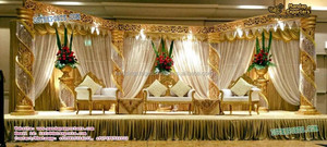 Real boda oro cristal corona escenario último diseño latón Metal escenario para matrimonio nuevo diseño boda sofá italiano con St - Product Image 6