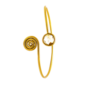 Plata de Ley 925 con brazalete chapado en oro 10mm oro rutilo piedra preciosa plata chapado en oro brazalete ajustable joyería para mujer. - Product Image 2