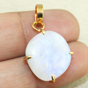 Colgante de piedra lunar Natural para mujer y niña, colgante chapado en oro de 24 quilates, joyería al por mayor - Product Image 1