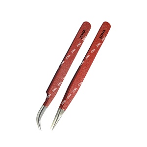 Pinzas de extensión de pestañas de volumen curvo recto ruso de etiqueta privada de belleza profesional puntiagudas de acero inoxidable - Product Image 4