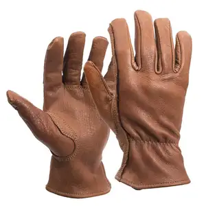 Premium Quality Buffalo Grain Leather Driver Work Gloves Hand Protective Leather Industrial Safety Heavy Duty Driving Gloves