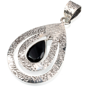 Fabuleux pendentif en forme de poire Onyx noir en argent Sterling 925, grossiste de bijoux en argent, bijoux en argent faits à la main - Product Image 1