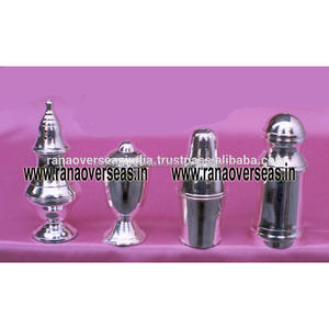 Molino de especias de latón Vintage, agitadores de sal y pimienta chapados en plata para el hogar, cantina - Product Image 4