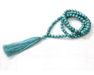 Collier de 108 perles fait à la main Yoga Mala de haute qualité avec des chaînes de perles d'artiste indien nouées avec des pierres précieuses pour cadeau - Product Image 6