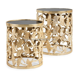 Tabouret en bois massif massif, tabouret rond en métal, de chevet - Product Image 3