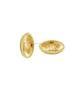 Spazzolato 24k Placcato Oro a Forma di Tondo Bead-Oro Bead Per Monili Che Fanno di Risultati Dei Monili del Branello