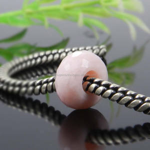 Rosa ópalo 14x8x5,5mm, agujero grande, redondo, facetado, cuentas de piedras preciosas sueltas - Product Image 3