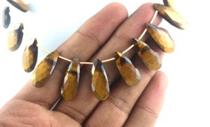 Cuentas de piedras preciosas de ojo de tigre marrón Natural de 1 hebra de alta calidad, estrella de cristal y forma de pera para la fabricación de joyas - Product Image 6