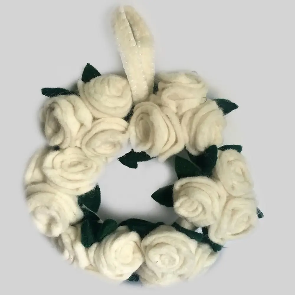 FYW-006, Wool Felt Wreath, Eco-friendly and Azo-free dyed, 100% Pure New Zealand Wool, Made by Skilled Women Artisans of Nepal