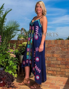 100% coton naturel respirant écologique coupe décontractée coton été Aari brodé femmes tunique robe courte pour station balnéaire - Product Image 3