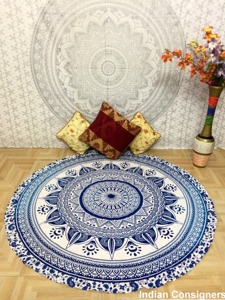 Mandala fleur petit 49 pouces rond coton tapis de Yoga serviette de plage décor à la maison plusieurs couleurs tapis de pique-nique maison par les expéditeurs indiens - Product Image 3