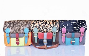 Sacs à bandoulière en cuir véritable de haute qualité, motif géométrique, multicolores, style bohème élégant, sangle réglable, portables - Product Image 2