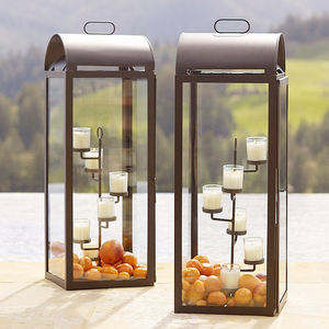 โคมไฟยึดเทียนแต่งงานสีดำคลาสสิก, โคมไฟโลหะสี่เหลี่ยมโคมไฟเทียนด้วยกระจกภายในตกแต่งกลางแจ้ง - Product Image 5