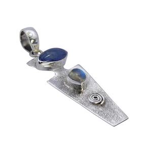 คอลเลคชั่นเครื่องประดับคุณภาพโรเดียมอินเดียสีเงินแท้จี้มูนสโตนสีรุ้งสไตล์วินเทจแบบ925 - Product Image 1