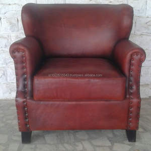 Ideas-Muebles clásicos modernos, sillas con brazo de cuero marrón - Product Image 1