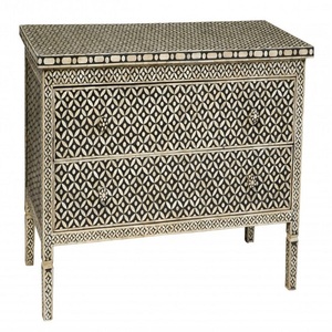 Tiroir en bois fait main avec incrustation de os indiens de bonne qualité |   Table de chevet décorative, commode de luxe pour la maison - Product Image 1
