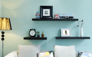 Estante Flotante de MDF Color Cerezo Oscuro con Acabado de Madera de Caucho Ecológico para Dormitorio, Sala de Estar u Oficina - Product Image 3