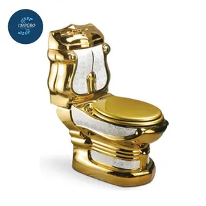 Gaya Eropa Saniter Toilet Dua Potong Keramik Berlapis Emas Toilet