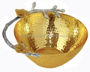 Bol d'art et d'artisanat en aluminium en laiton bol à fruits pour vaisselle et décoration de la maison artisanat en métal bol de fantaisie de fruits secs - Product Image 6
