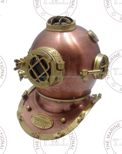 Casco de buzo náutico antiguo Mark V U.S. Navy Buceo Acabado en cobre Alum & Brass Decor Gift con impresión de metal personalizada - Product Image 3