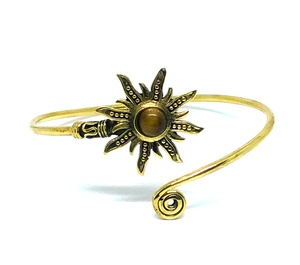 Brazalete de piedra de Color dorado, brazalete de latón, joyería de Color dorado para mujer, brazalete de último estilo de moda 2023 con piedra de tigre - Product Image 1