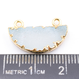 Aqua Druzy 12ถึง14มม. พร้อมจี้ชุบทองรูปทรงกลมครึ่งวง - Product Image 3
