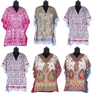 2025 nouveautés dernier Hijab court sans manches, Jilbab, caftan Top qualité main bloc imprimé Floral Design caftan taille libre - Product Image 1