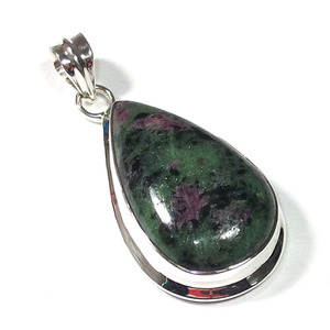 Colgante Ovalado de Plata 925 con Rubí Zoisita Natural, Estilo Bohemio, Unisex, para Uso Diario, con Dije Solitario - Product Image 5