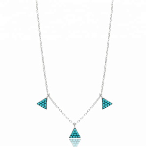 Collar de triángulo delicado geométrico turco al por mayor hecho a mano joyería de plata de ley 925 - Product Image 1