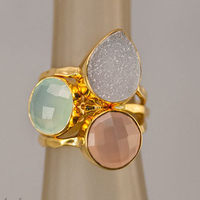 Bagues en Quartz Rose naturel, anneaux plaqués en or, bijoux pour les doigts