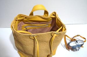 Handmade Raffia <b>Crochet</b> <b>Bag</b> with Leather Strap Ladies Style Tote Backpack Natural Handbags with Three Straps and Cotton Lining - Product Image 6