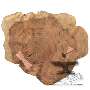 Table d'appoint industrielle en bois naturel à bord vif pour salon, salle à manger, cuisine, supermarché, hôtel, appartement, entrepôt, panneau de stockage - Product Image 4