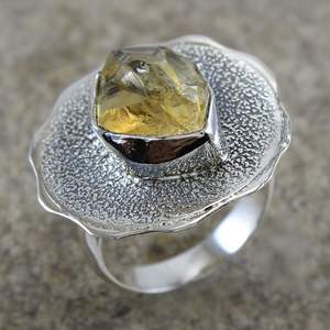 925พลอยซิทรีนหยาบดีไซน์หรูหราแหวนเงินสเตอร์ลิงเครื่องประดับขายส่ง - Product Image 2