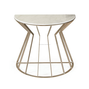 Mesa consola de metal para decoración del hogar con tapa de mármol, sala de estar ecológica, mesa moderna antideslizante para suelo - Product Image 1