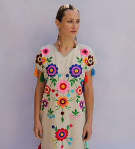 Tasseled ใดๆสีเม็กซิกัน Fiesta ปัก Maxi ชุดแอฟริกัน Feminino หลวมชุดอินเทรนด์ดอกไม้ตะวันออกกลาง Abaya - Product Image 3