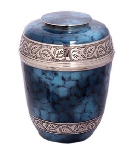 Urna Funeraria de Estilo Europeo para Cenizas Humanas, Color Azul Fuego, para Adultos, de Latón Sólido, Ecológica, Tamaño Personalizado, Urna Conmemorativa - Product Image 1