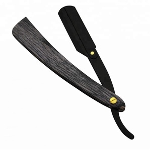 Maquinilla de afeitar de peluquero con borde de acero recto clásico, cuchillo de afeitar plegable, mango de madera Pakka, cuerpo de seguridad Manual de acero inoxidable individual - Product Image 1