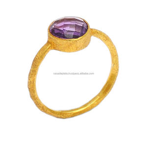 Beautiful <b>Purple</b> Amethyst Gold Plated 925 Sterling Silver Handmade Ring Jewelry Fashionable Ring For Wedding <b>Gift</b> For Unisex. - Product Image 1